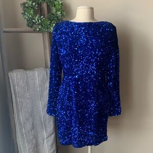 Blue sequin bodycon dress